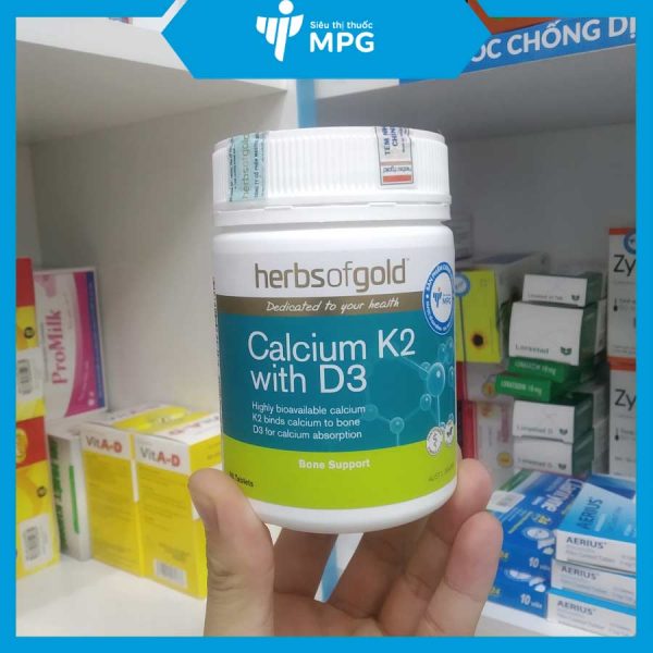 Viên uống bổ sung canxi Herbs of gold calcium K2 with D3 ở siêu thị thuốc MPG